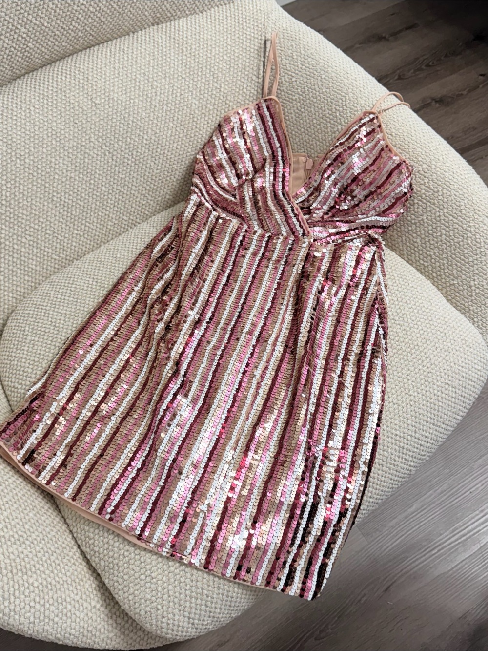 BCBGMaxAzria Pink Sequin Striped Party Dress size 0